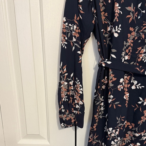 LOFT Navy Floral Long Sleeve Dress - Picture 3 of 10